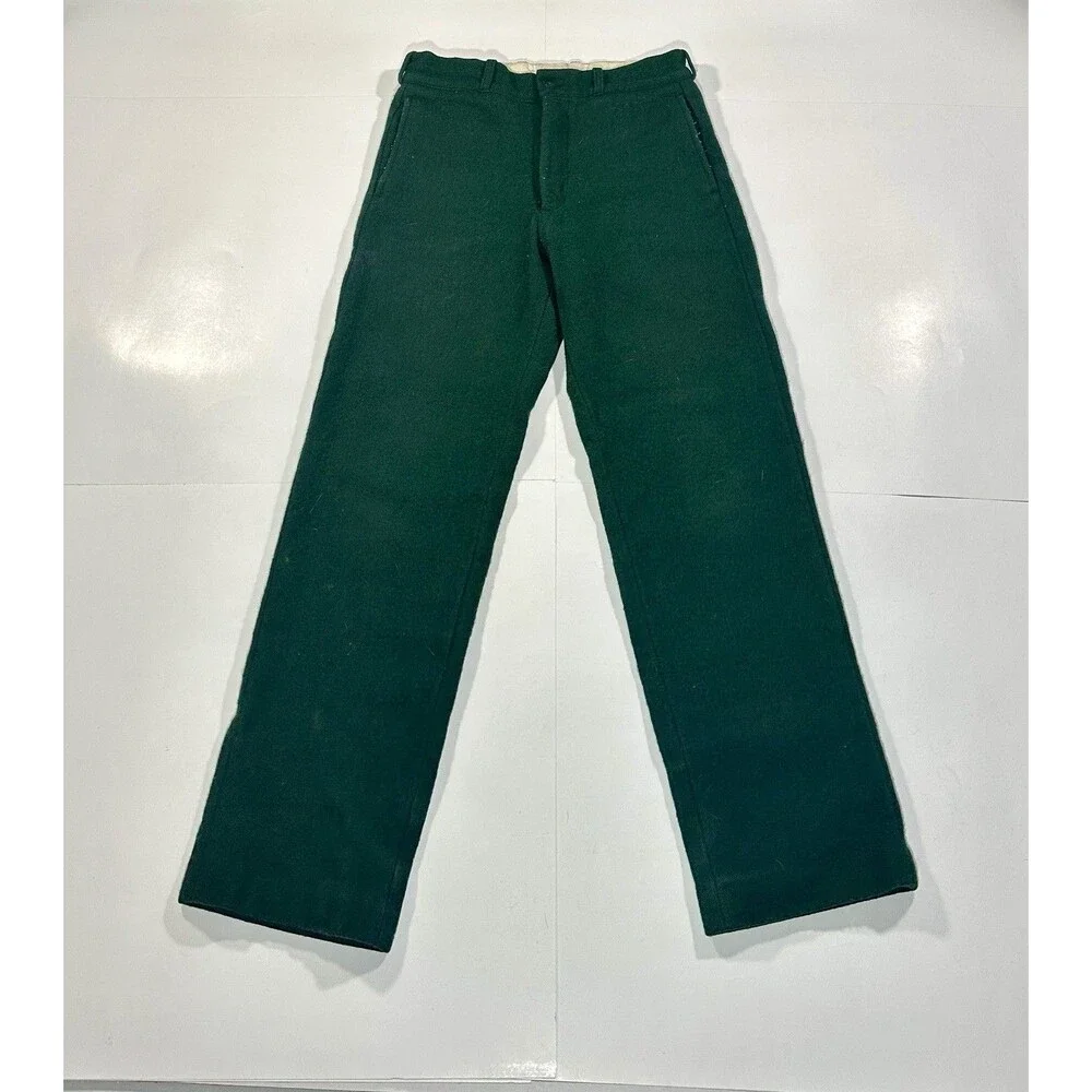 Vintage 60s 70s Kittery Trading Post Heavy Wool Hunting Pants Forest Green 30x36